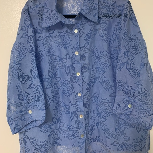 Notation button down, burn out floral pattern top SZ XL - Picture 5 of 5